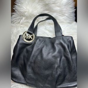 Authentic Michael Kors black / gold satchel shoulder bag